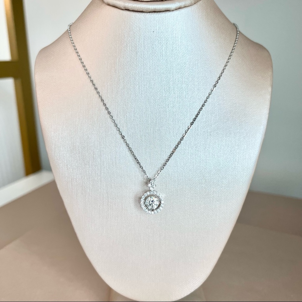 GRA Certified Floating Moissanite Pendant S925 Sterling Silver Necklace